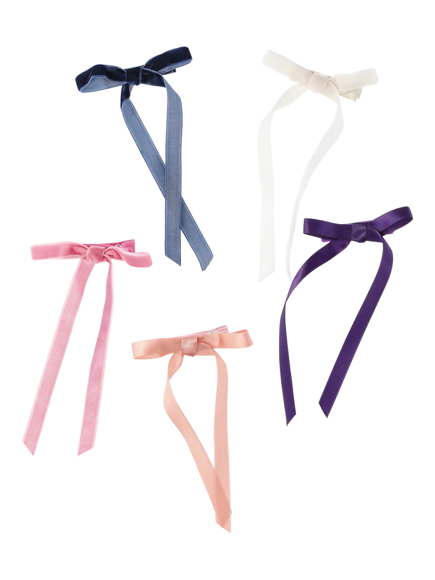 Wonder Nation Bow Hair Clip Set, 5-Piece,
