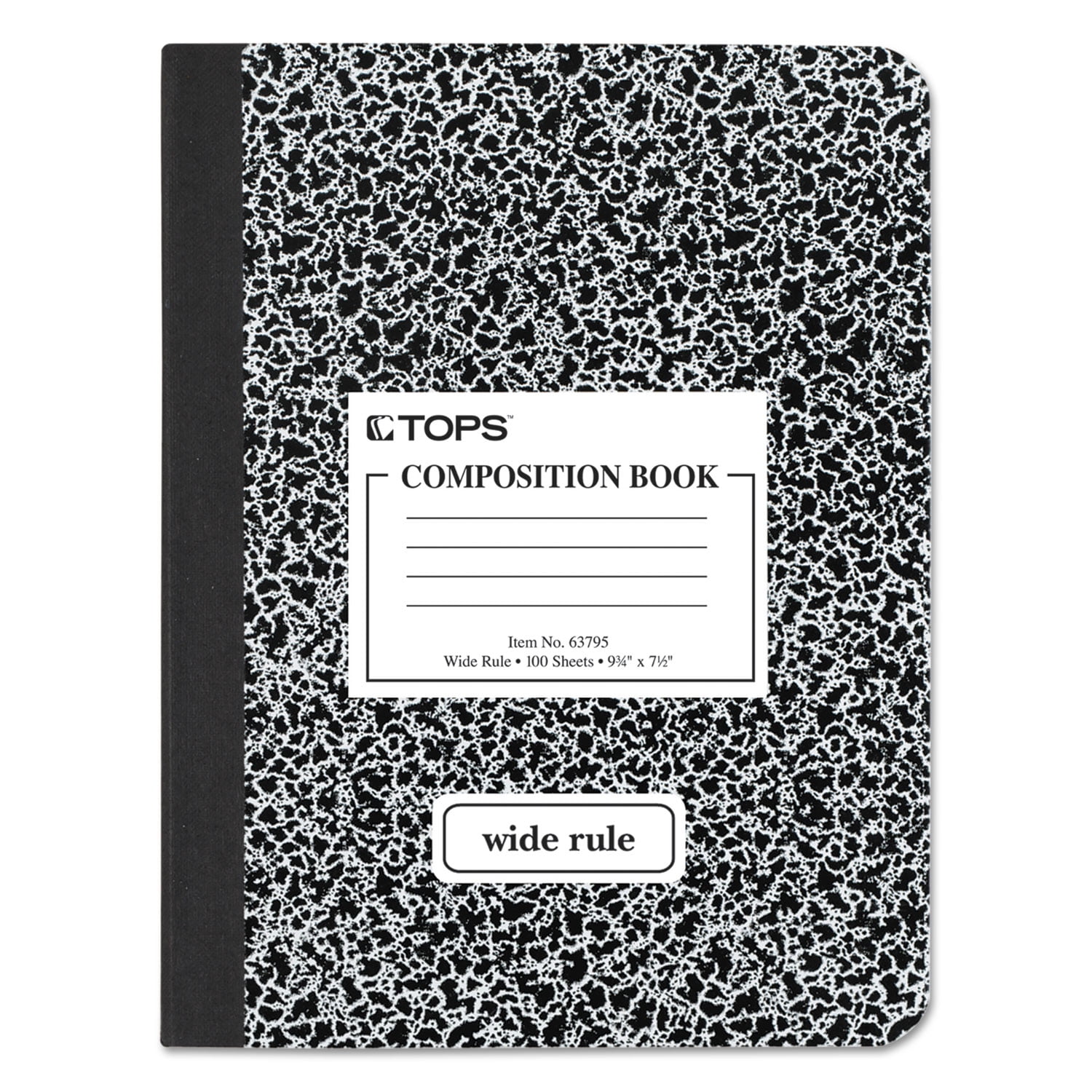 Composition Book, Wide/legal Rule, Black Marble Cover, 9.75 X 7.5, 100 Sheets | Bundle of 5 Each