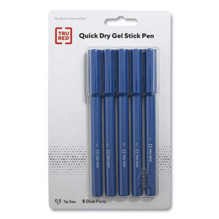 Quick Dry Gel Pen, Stick, Fine 0.5 mm, Blue Ink, Blue Barrel, 5/Pack Quick Dry Gel Pen, Stick, Fine 0.5 mm, Blue Ink, Blue Barrel, 5/Pack