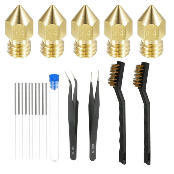 5Pack 0.4mm 3D Printer Nozzles, M6 Thread Brass Printer Extruder Nozzles