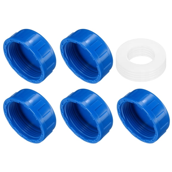 5Pack 1-1/2 Inch PT Female Thread Pipe Fitting Cap, Cleanout Water Drain End Caps, Pipe Plug Socket Fittings with Gasket for Water Heater Supply Lines, Plumbing, Blue