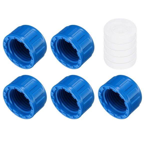 5Pack 1/2 Inch PT Female Thread Pipe Fitting Cap, Cleanout Water Drain End Caps, Pipe Plug Socket Fittings with Gasket for Water Heater Supply Lines, Plumbing, Blue