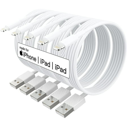 5Pack 10ft Fast Charging USB A to Lighting Cable(MFi Certified) Compatible with iPhone 14 13 12 11 x 8 7 6 5 iPad iPod