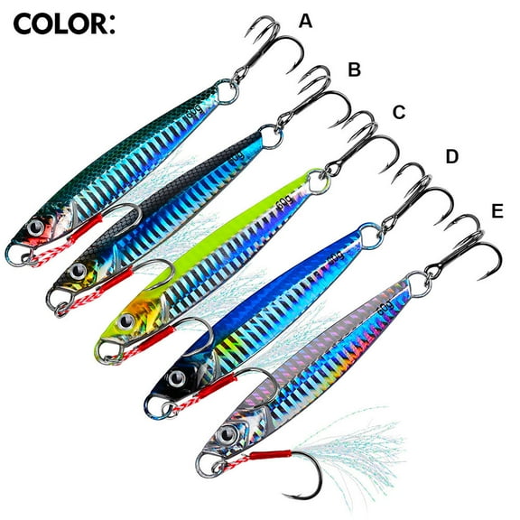 5Pack 17G-60G Metal Jig Lure Shore Spoon Jigging Bass Saltwater Fishing Tackle