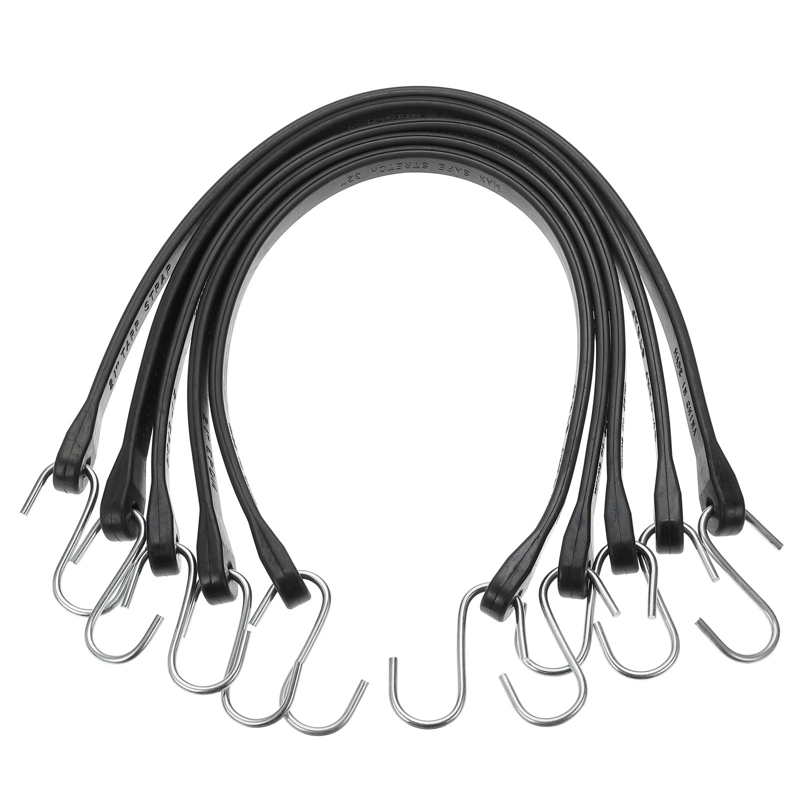 5Pack 21" Bungee Cords with Hooks for Securing Tarps Cargo Trucks Canvases, Black