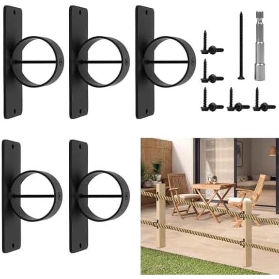 5Pack 2inch Rope Support Holder with Cross Screw Securing Ring Brackets, Stainless Steel for Hemp Rope Fencing Stair Deck Railing Kit$$Tools & Hardware Other