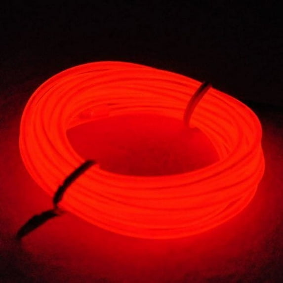 5Pack 5M LED Neon Strip Lights EL Wire Lights Kit Battery Powered Rope Lights Pack Drivers High Brightness for Cosplay Dress Handcraft Cosplay Party Decoration, Red