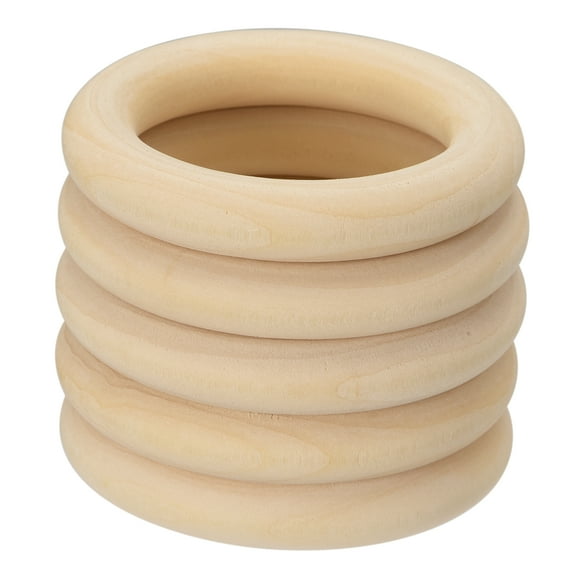 5Pack 60mm(2.4") Natural Wood Rings, 10mm Smooth Unfinished Wooden Circles