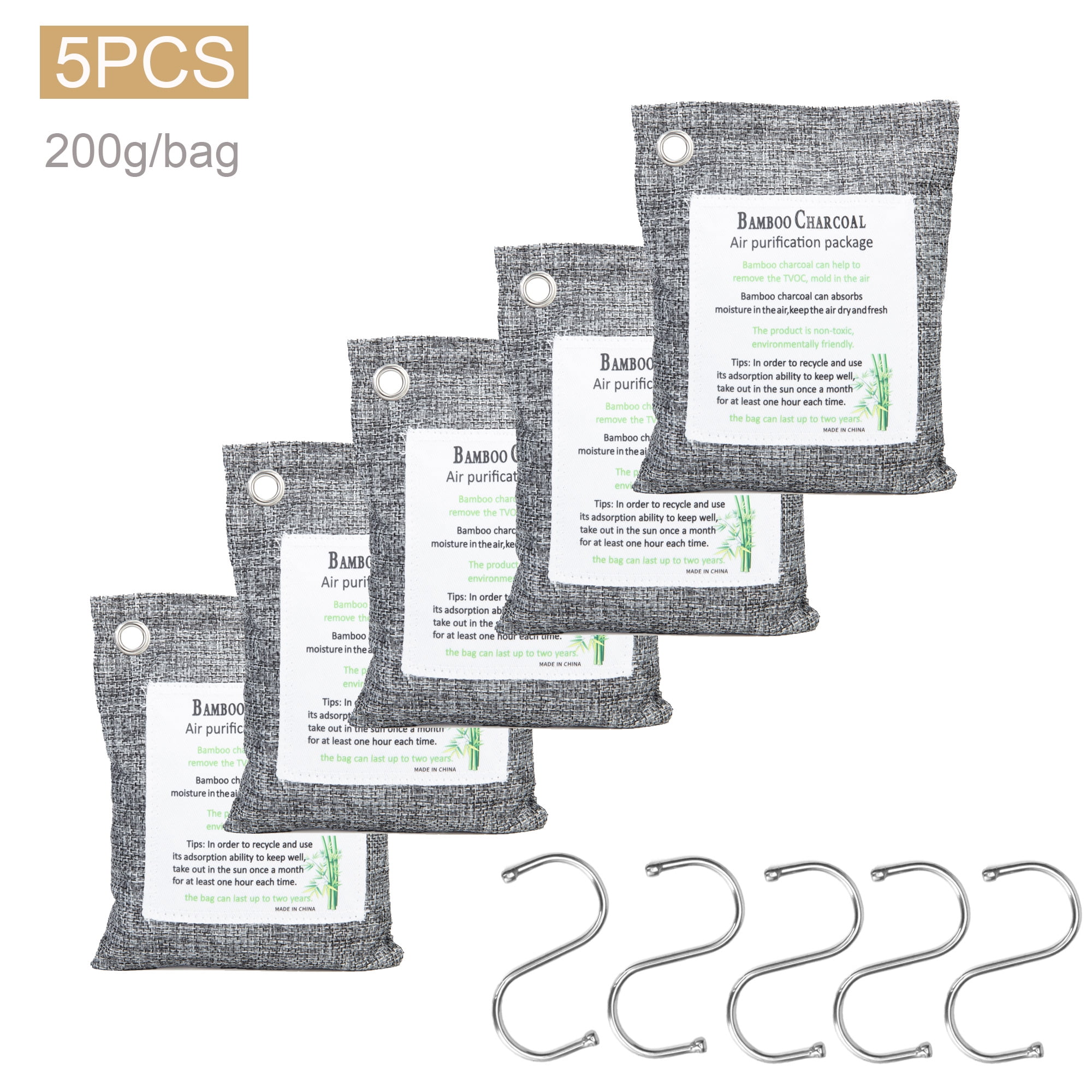 5Pack Air Purifying Bag Charcoal Bag Odor Eliminator Natural Air