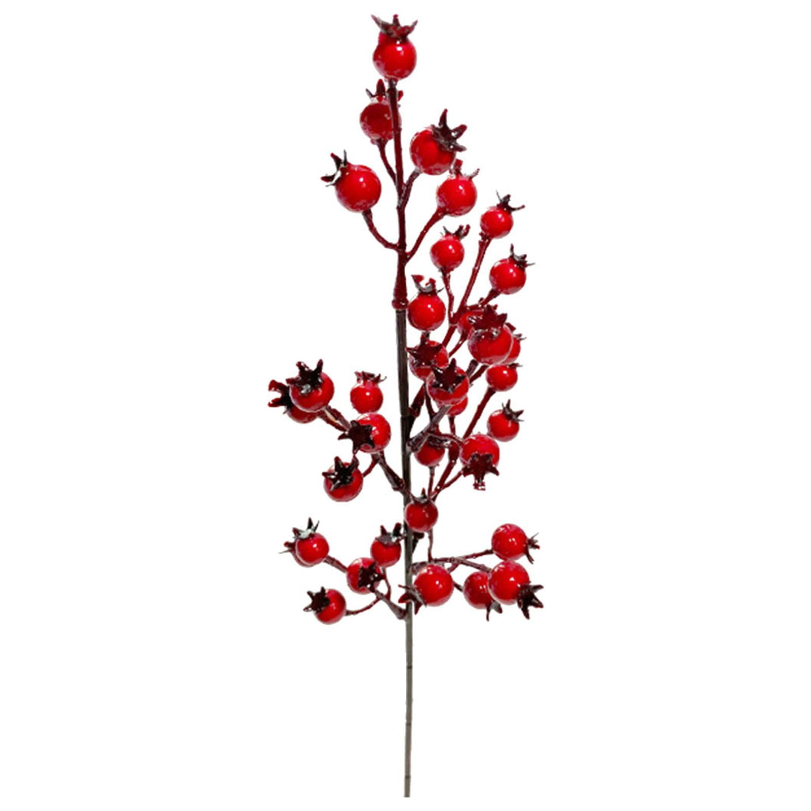 5Pack Artificial Red Gold Berry Stems Christmas Red Berry Picks Holly