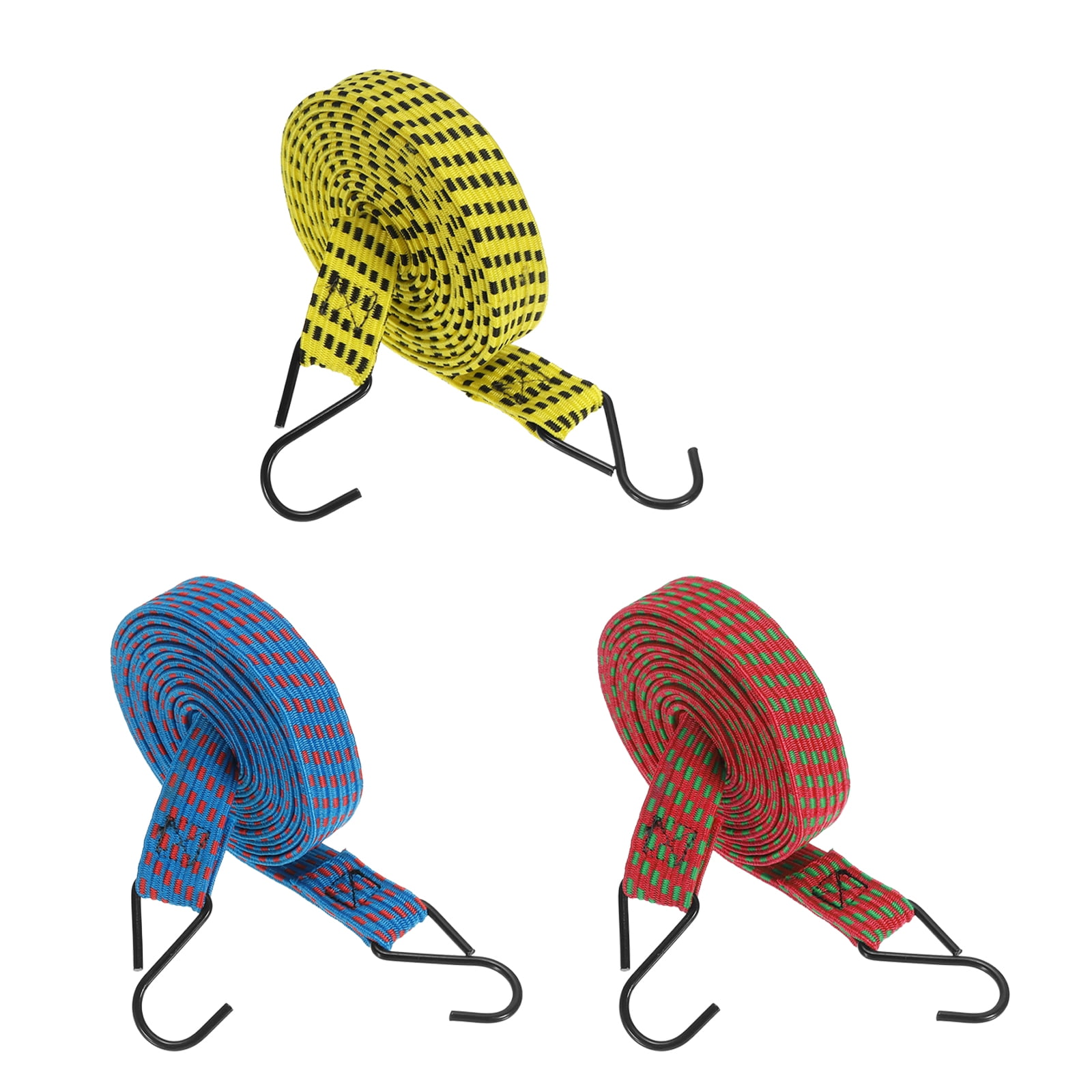5Pack Bungee Cords, 118.11" Length Bungee Cords with Hooks 0.98" Width Adjustable Flat Elastic Rubber Bungee Straps for Luggage, Roof Racks, Tarpaulin, Moving Cargo, Camps, Tarps