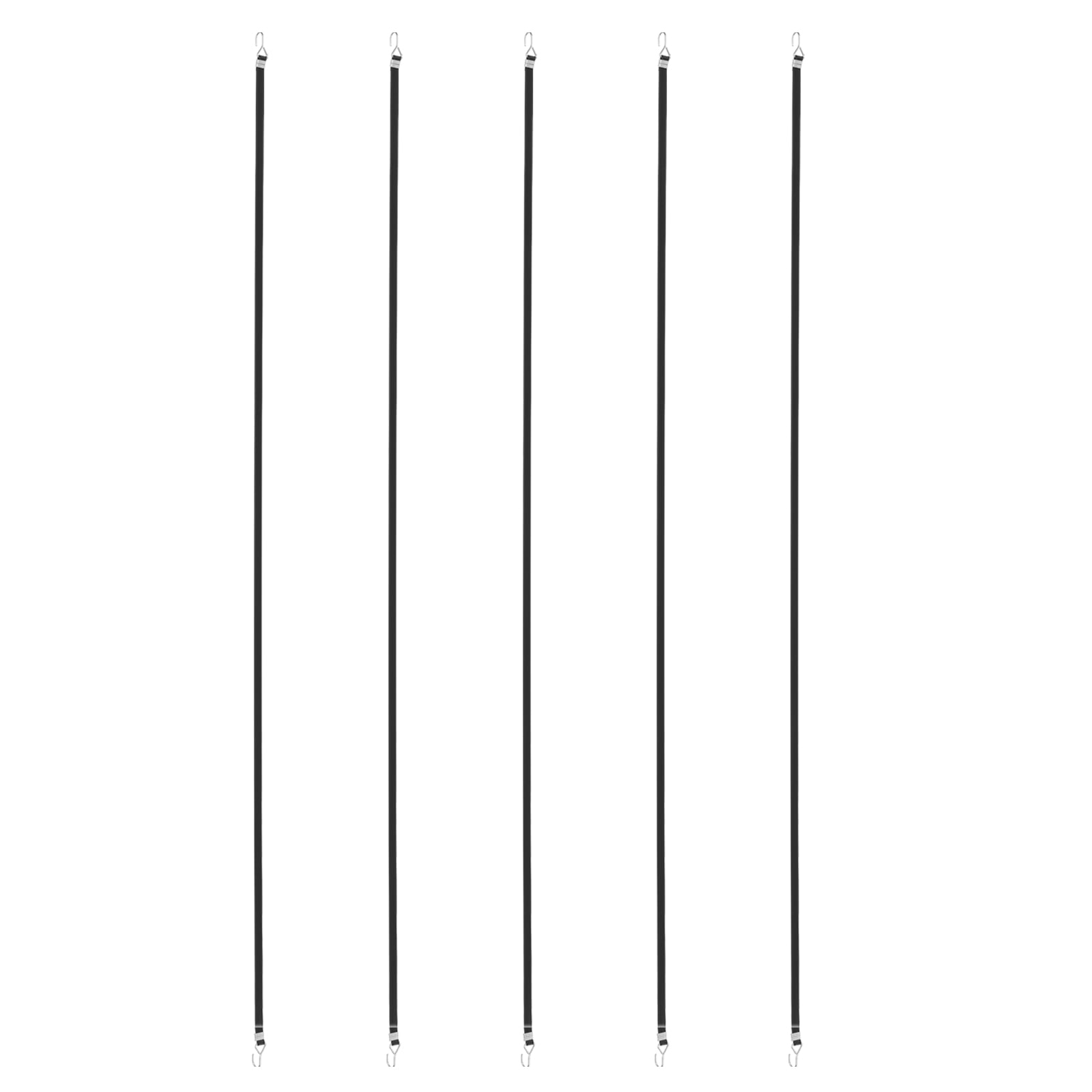 5Pack Bungee Cords with Hooks, 118.1" Bungee Straps Rubber Tarp Straps Tie Down Cords with Metal Hook Buckles for Securing Motorcycle Cargo Tarps Canvases, Black