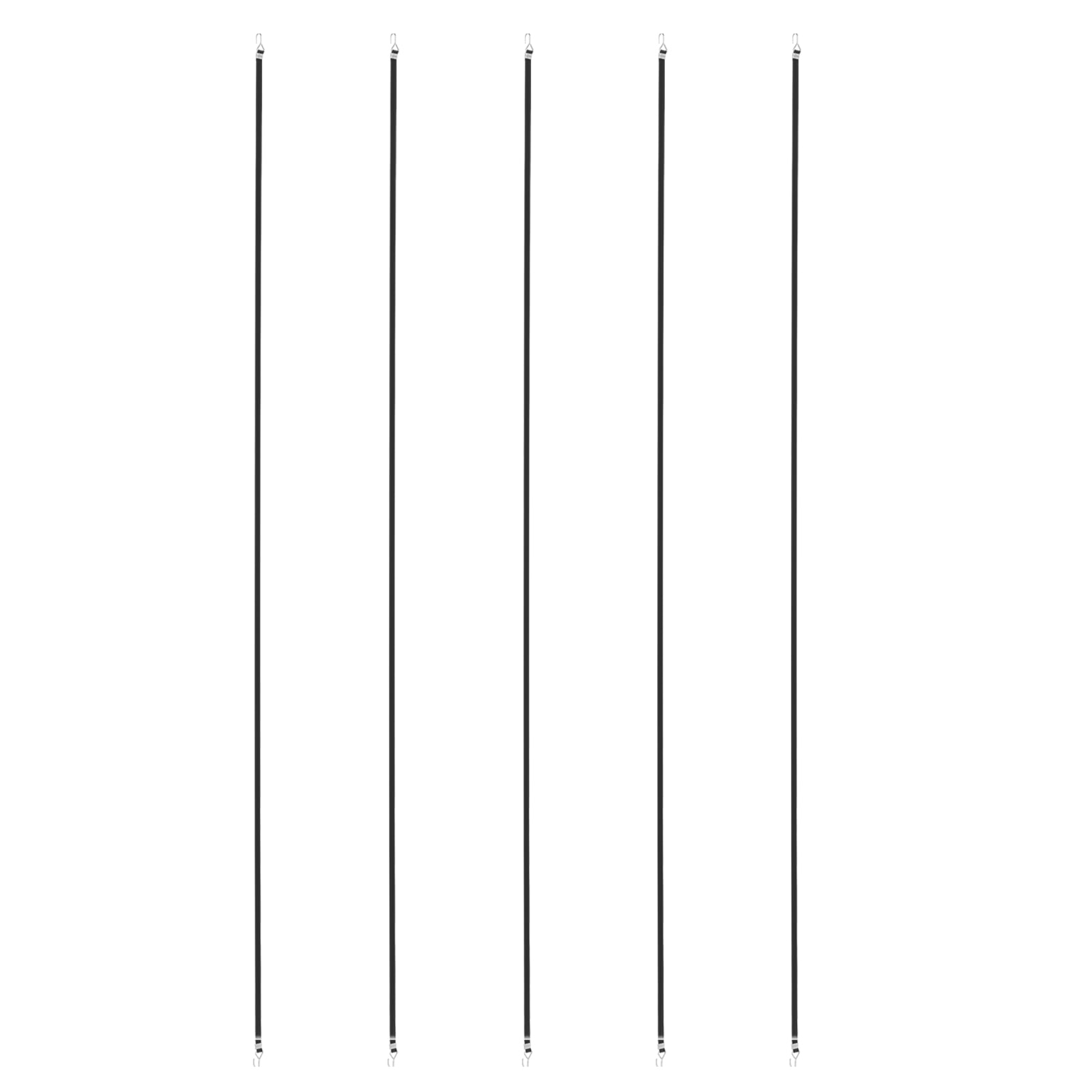 5Pack Bungee Cords with Hooks, 157.5" Bungee Straps Rubber Tarp Straps Tie Down Cords with Metal Hook Buckles for Securing Motorcycle Cargo Tarps Canvases, Black