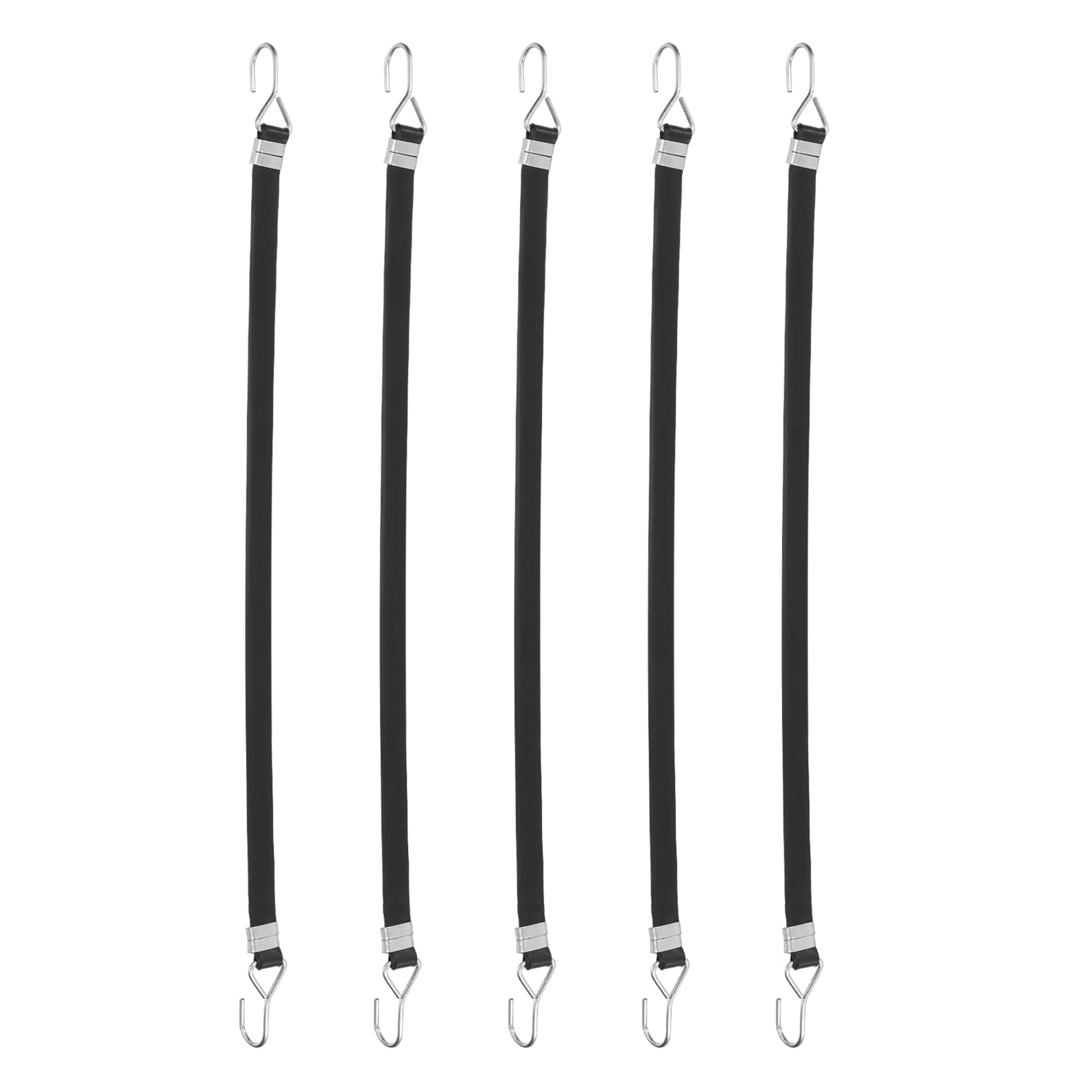 5Pack Bungee Cords with Hooks, 39.4" Bungee Straps Rubber Tarp Straps Tie Down Cords with Metal Hook Buckles for Securing Motorcycle Cargo Tarps Canvases, Black