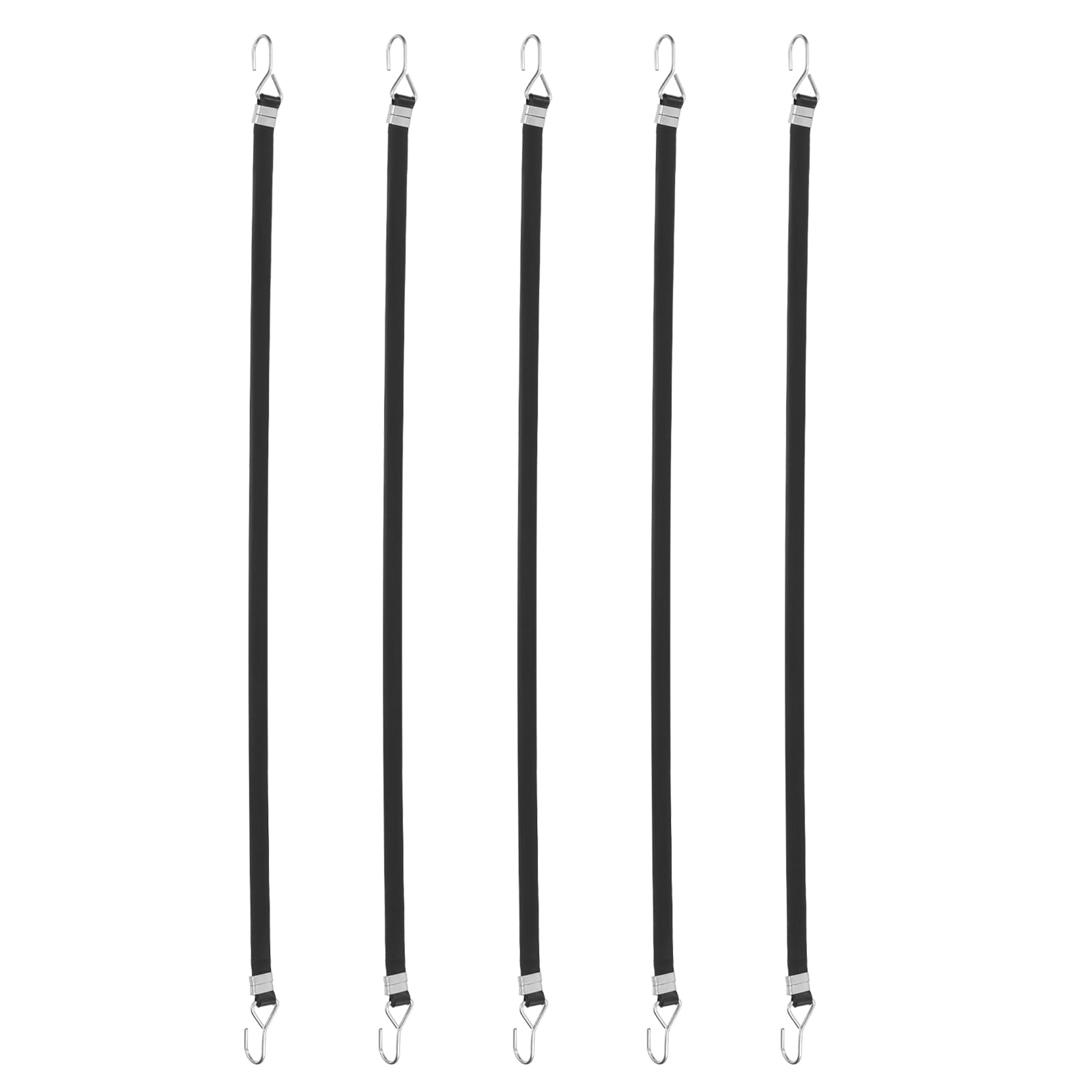 5Pack Bungee Cords with Hooks, 59.1" Bungee Straps Rubber Tarp Straps Tie Down Cords with Metal Hook Buckles for Securing Motorcycle Cargo Tarps Canvases, Black