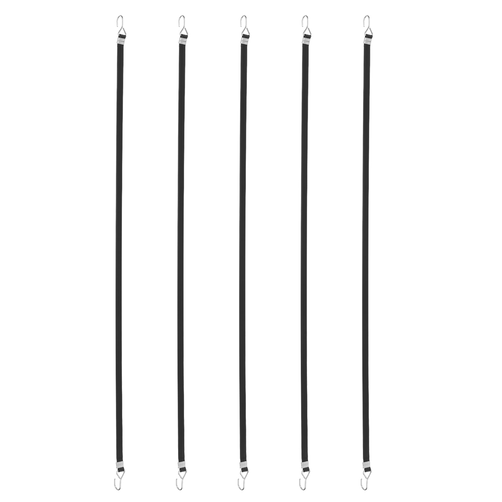 5Pack Bungee Cords with Hooks, 78.7" Bungee Straps Rubber Tarp Straps Tie Down Cords with Metal Hook Buckles for Securing Motorcycle Cargo Tarps Canvases, Black