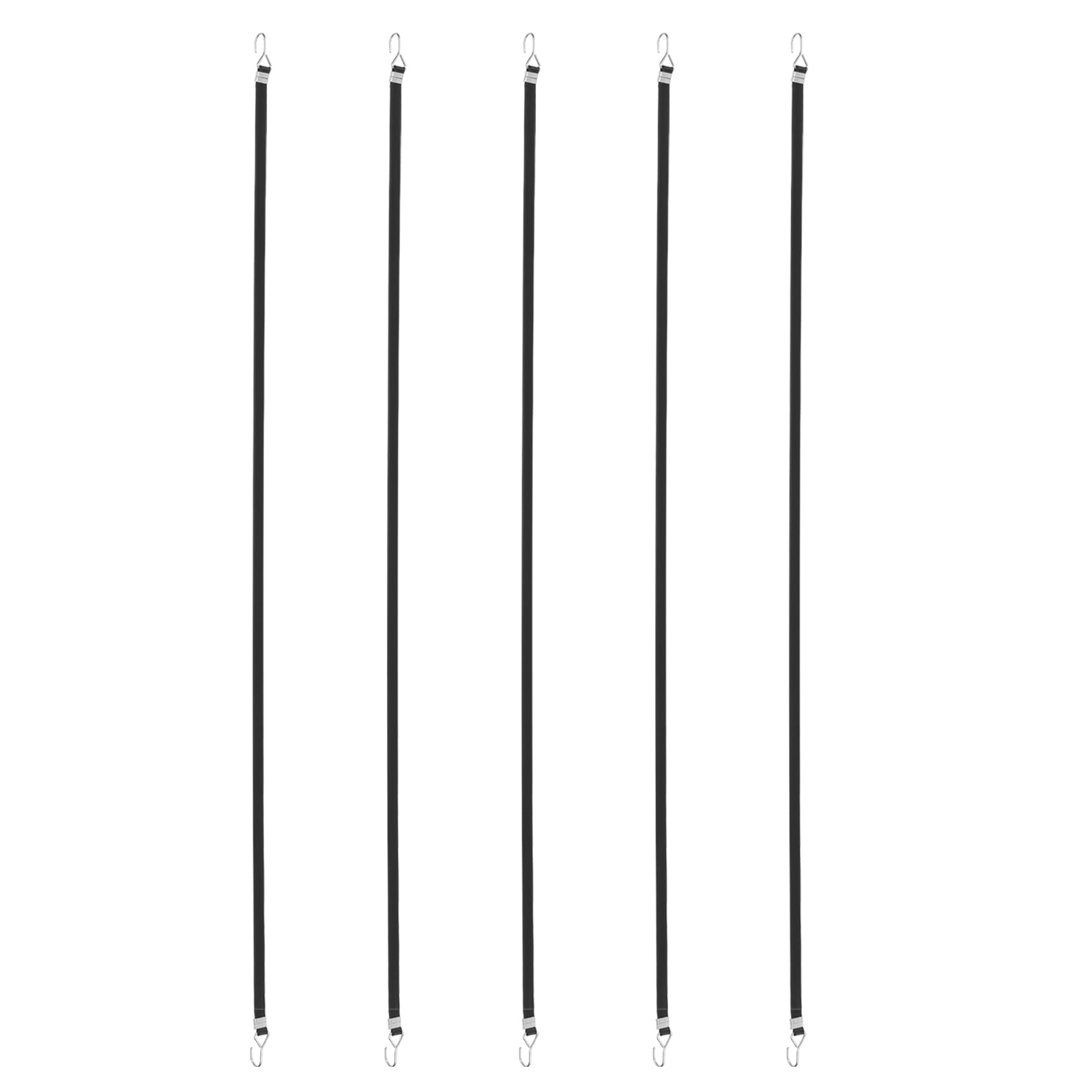 5Pack Bungee Cords with Hooks, 86.6" Bungee Straps Rubber Tarp Straps Tie Down Cords with Metal Hook Buckles for Securing Motorcycle Cargo Tarps Canvases, Black