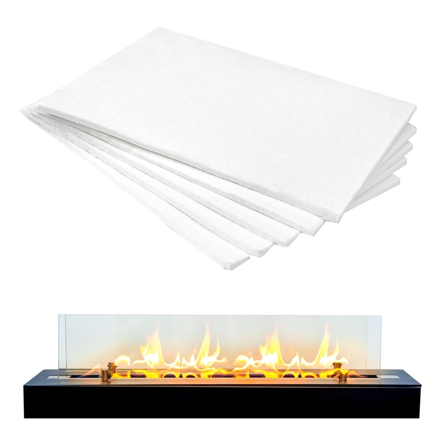 5Pack Carbon Felt Wick Bioethanol Fuel,11.8x7.87In Tabletop Fire Pit Ceramic Wool Wick Bioethanol Fuel Table Top Bowl to Extend Burning Time