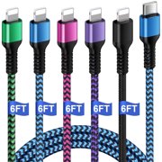 5Pack Fast Charger Cable Cord Compatible for iPhone,GAEF Fast Charging Cable 6ft Type-C Power Delivery Charging Cord,Nylon Braided Charging Cord,Fast Charger Charging Cord 6ft Compatible for iPhone
