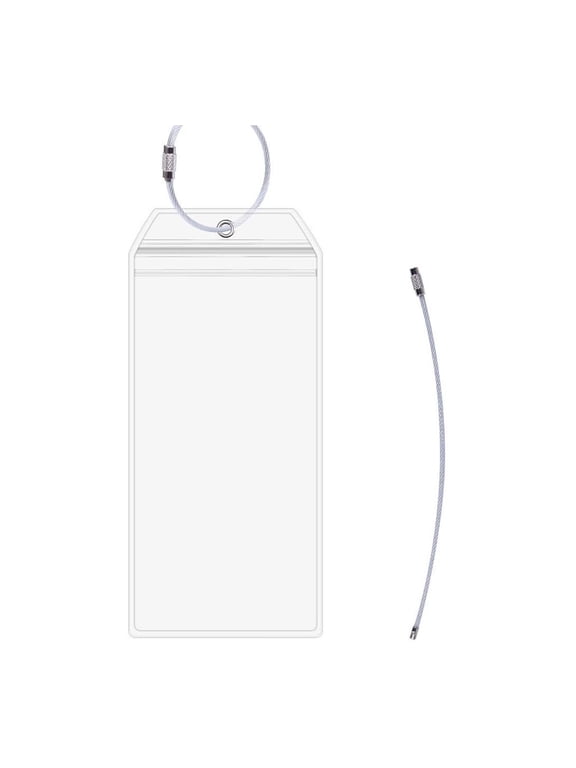 5Pack Cruise Luggage Tag Holder,PVC Holders Fitting for Printing Label Tags,Waterproof with Resealable Zipper & Steel Loops