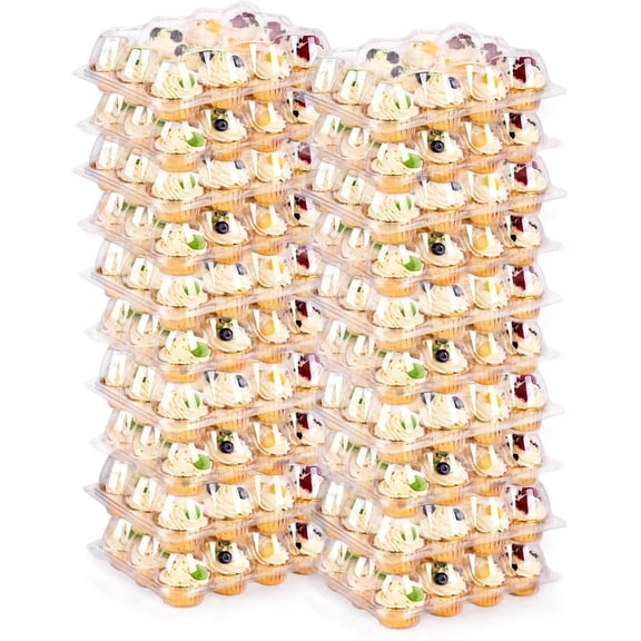 5Pack Cupcake Carrier, Stackable Plastic Cupcake Containers Boxes 12 Count, Clear Cupcake Holder with Detachable High Dome Lid, Disposable Cupcake Storage Containers Cupcake Trays