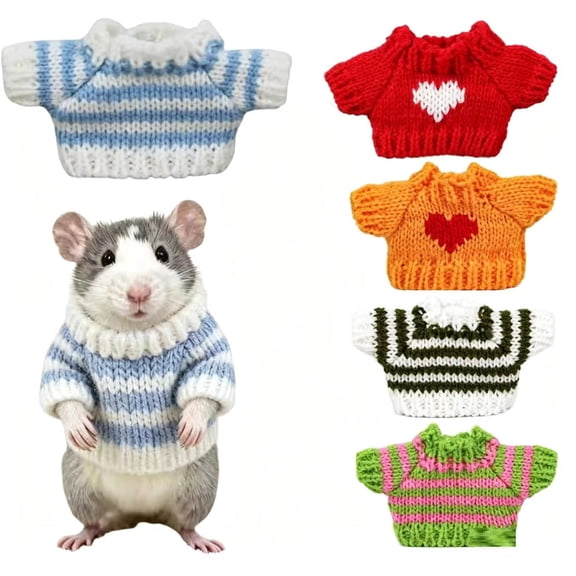 5Pack Cute Hamster Clothes, Small Animal Sweaters for Rats Guinea Pigs, Mini Pet Holiday Costume Party Outfits