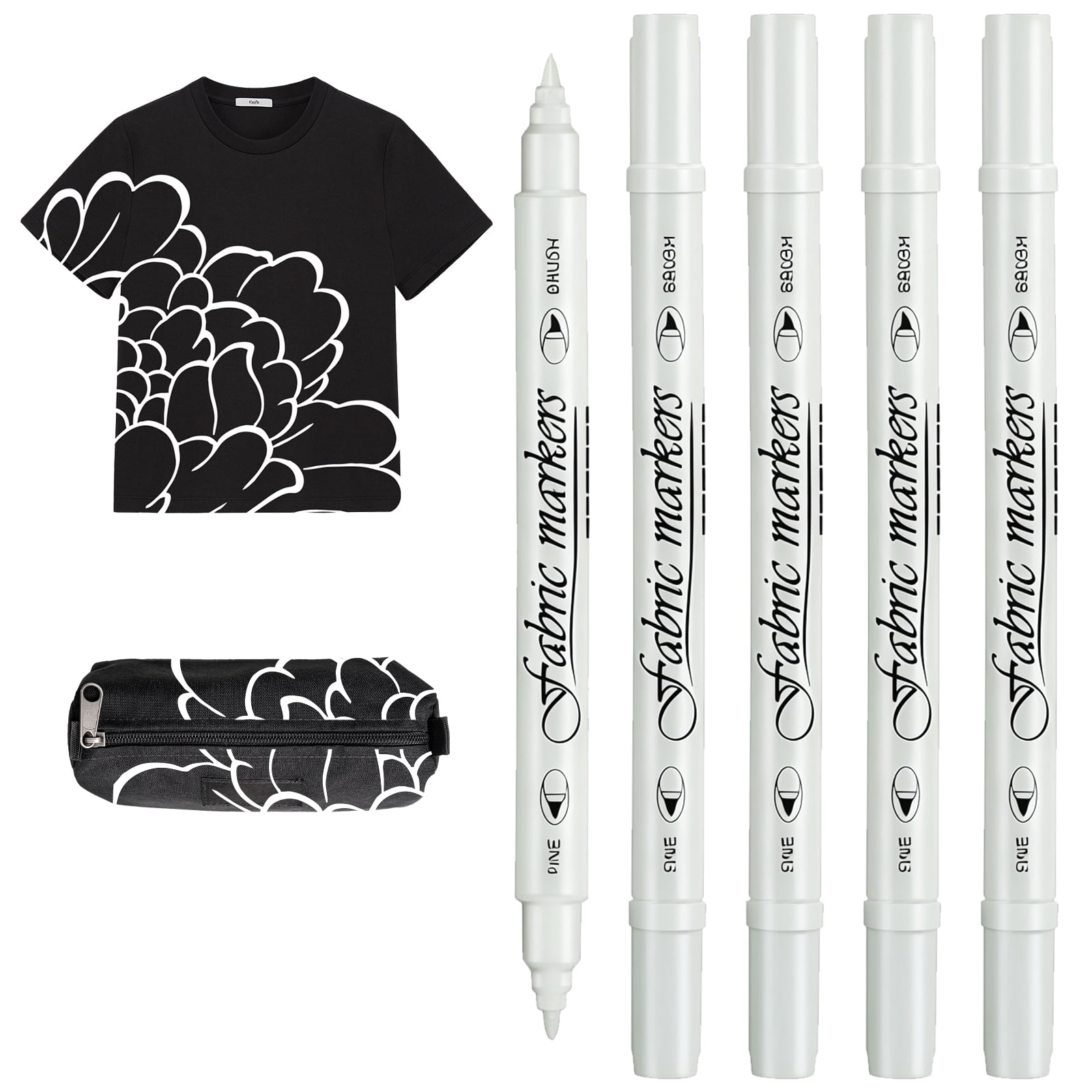 5Pack Double TipTextile Art Pens Quick Dry Inks Smooth Fine and Broad ...