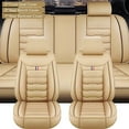 thumbnail image 1 of 5Pack Full Set Car Seat Covers, PU Leather Full Surrounded Protector Pad - Waterproof, Anti-Scratch & Fade-Resistant, Universal Fit for Most Sedans, SUVs & Pick-up Trucks(Beige), 1 of 15
