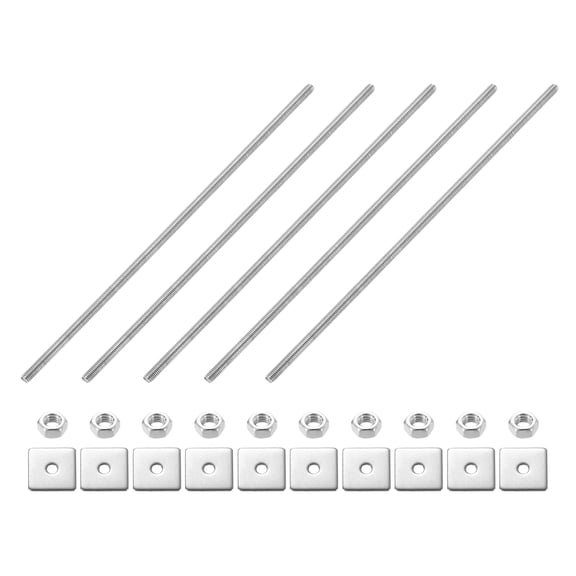 5Pack Fully Threaded Rod, M3 x 130mm 304 Stainless Steel with Nuts Washers