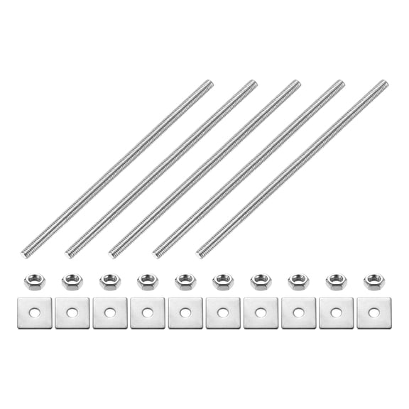 5Pack Fully Threaded Rod, M4 x 130mm 304 Stainless Steel with Nuts Washers
