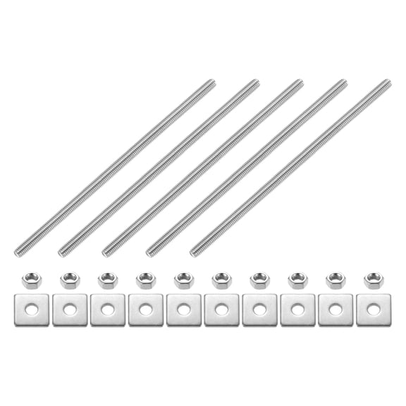 5Pack Fully Threaded Rod, M6 x 150mm 304 Stainless Steel with Nuts Washers