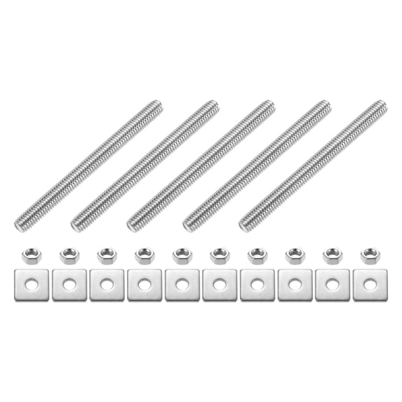 5Pack Fully Threaded Rod, M6 x 70mm 304 Stainless Steel with Nuts Washers