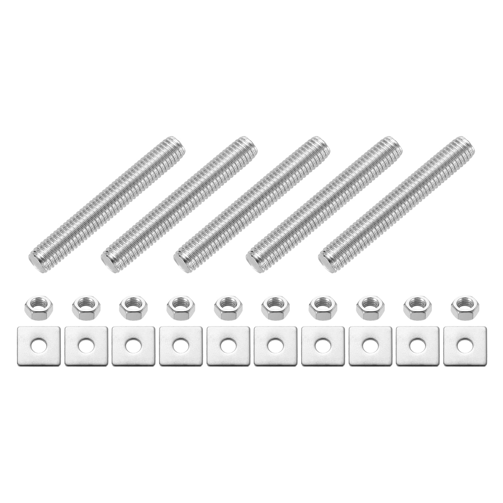 5Pack Fully Threaded Rod, M8 x 55mm 304 Stainless Steel with Nuts ...