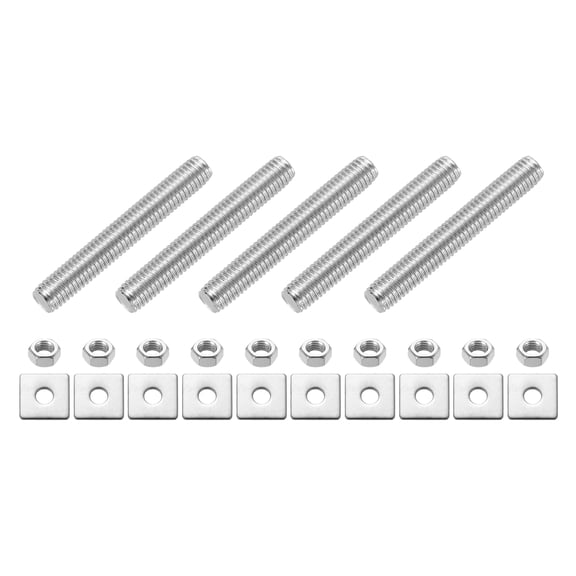 5Pack Fully Threaded Rod, M8 x 55mm 304 Stainless Steel with Nuts Washers