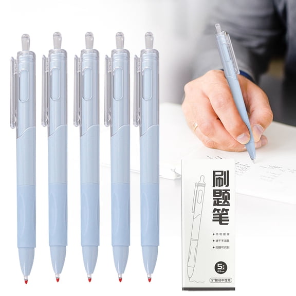 5Pack Gel Pens,Black Ink 0.5mm Fine Point Smooth Writing Pens,Non-Slip Frosted Grip,Morandi Retractable Ballpoint Pen for Journaling,Notes,Office(E)