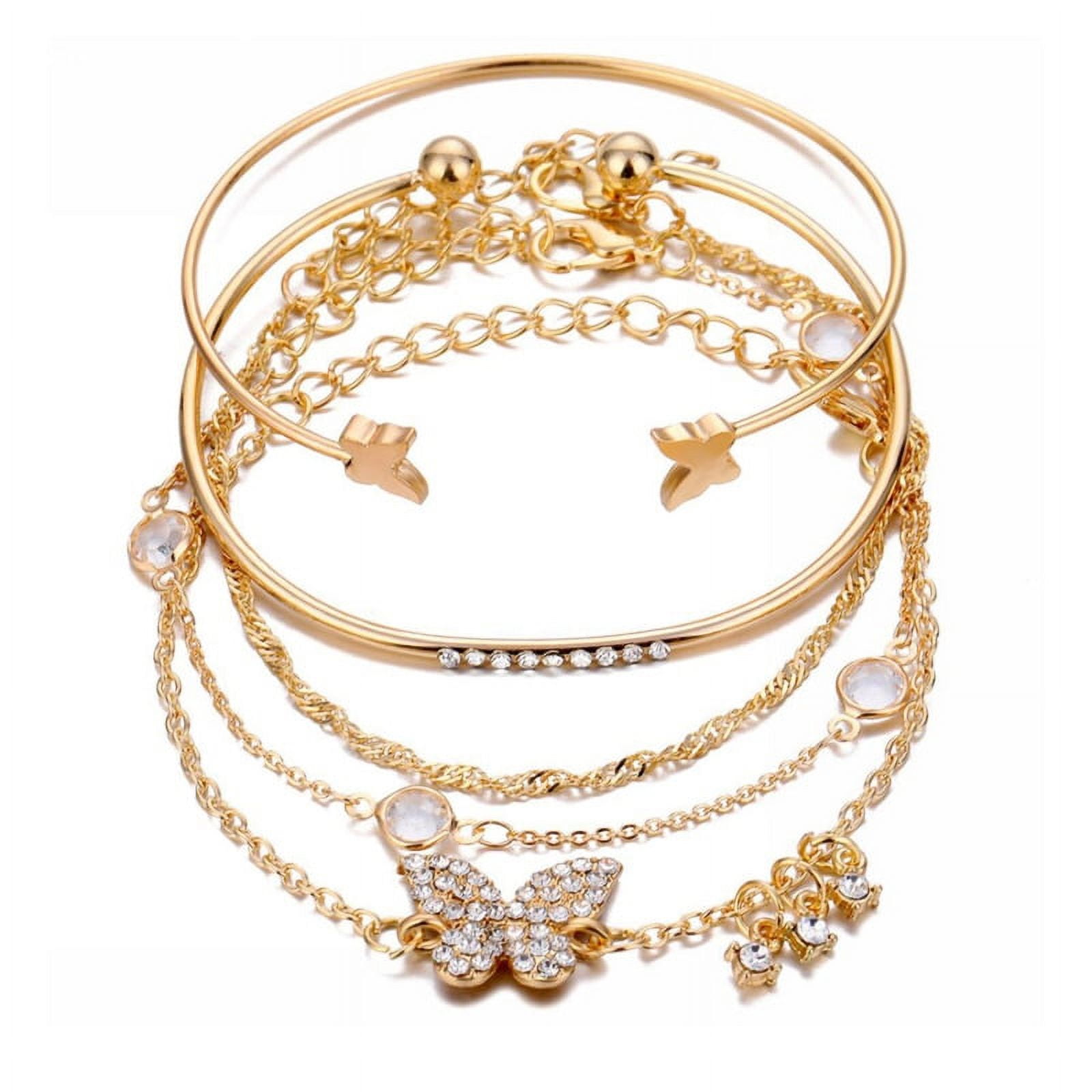 Gold-Plated Rhinestone Stretch Bracelet Set for Women | Old Navy