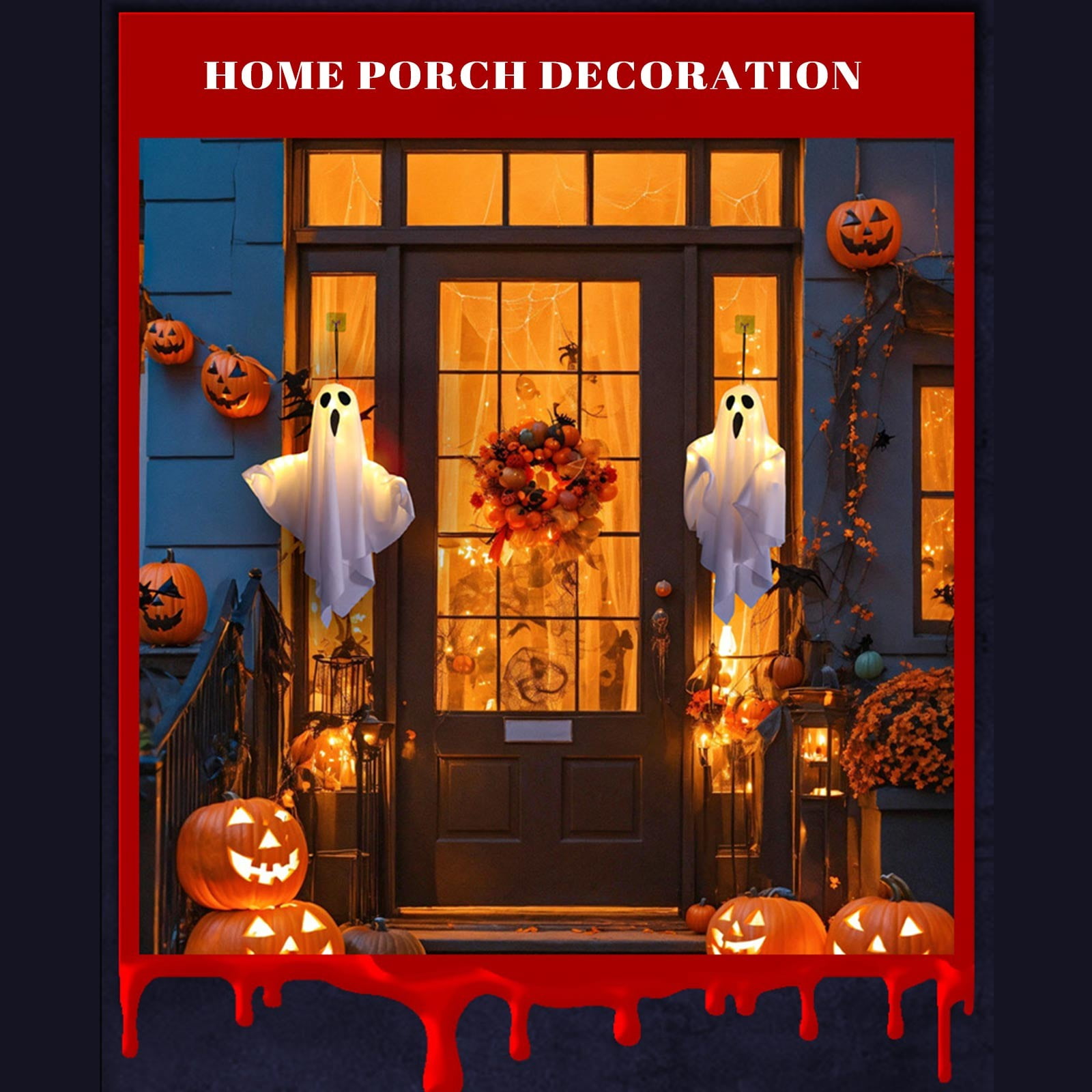5Pack Halloween Decorations 19.6" Hanging Ghosts Light Up Kit Decor LED ...