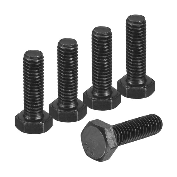 5Pack M6-1 x 20mm Left Hand Hex Head Bolt, Black Oxide Carbon Steel Reverse Fully Threaded  Fastener Screws Bolts for Machinery, Automobiles and Construction