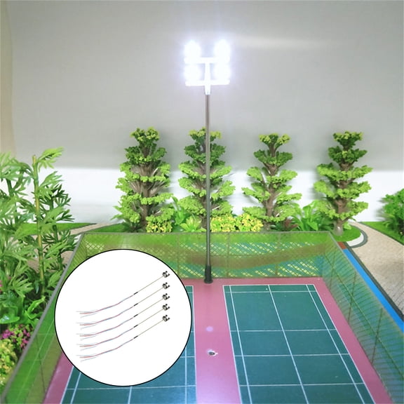 5Pack Model Post Lamps Stainless Steel and Plastic Material for Model Diorama, 1:100 Scale