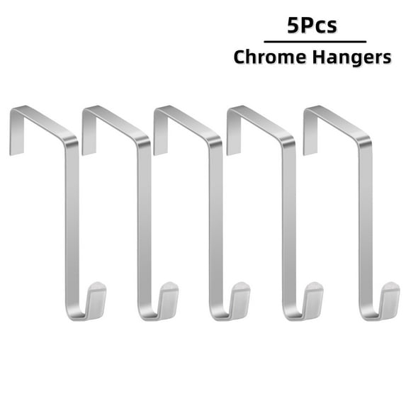5Pack Over the Door Hanger Hooks Sturdy Metal for Clothes Bathroom Towel Hanging, Bedroom, Coat, Purses, Hold Up to 15 Lbs