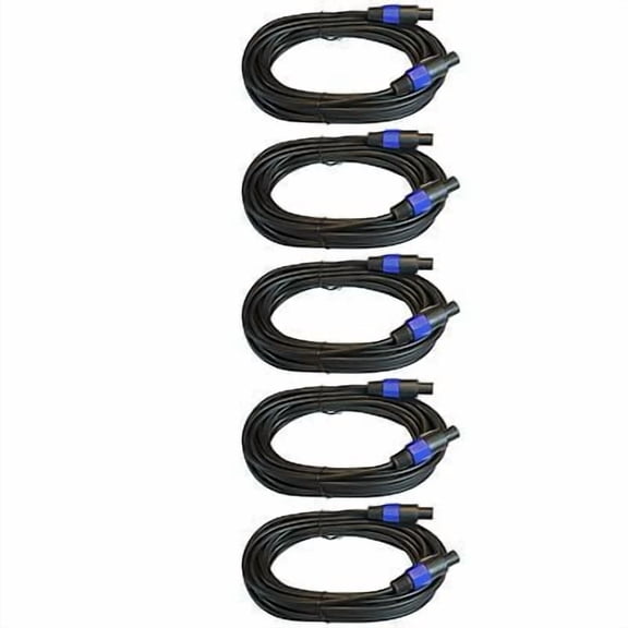 5Pack PA DJ speakon compatible SPEAKER Cables Cords 14GA gauge 25ft foot feet