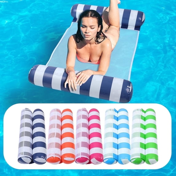 BIBIHAHA 5 pack 4-in-1 Pool Floats Hammock, Multi-Purpose Inflatable Lounge Chair, Non-Stick PVC Pool Float for Adults, Beach & Summer Water Toys