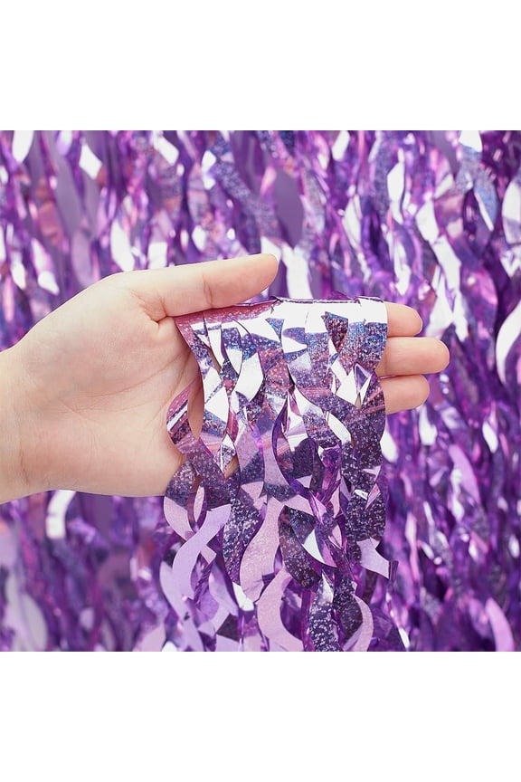 5Pack Purple Foil Fringe Curtains Wavy Backdrop 3.3 Ftx6.6 Ft Tinsel Foil Fringe Streamer Curtains Purple Foil Fringe Curtain Party Decor for Christmas Birthday Graduation Wedding Photo Booth