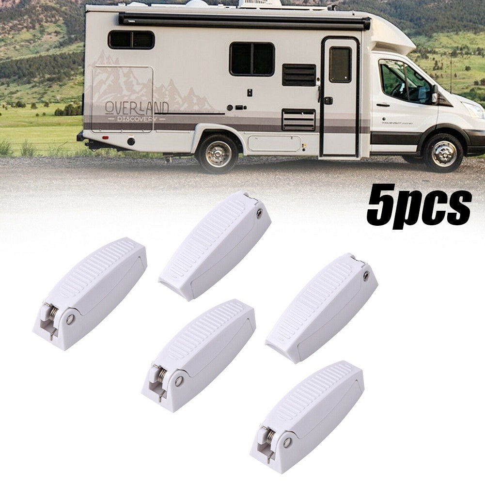 HQRP 10-Pack RV Baggage Door Catches - White Plastic Storage Latch Hook Holder For Campers