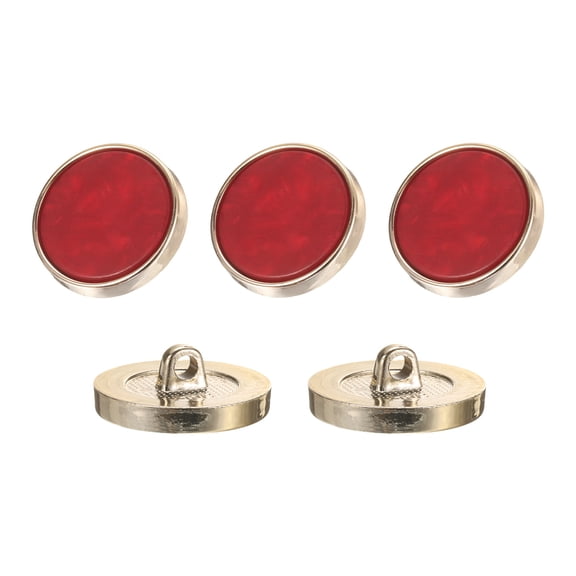 5Pack Round Button, 23mm/0.9" Resin Decorative Pattern Button, Wine Red