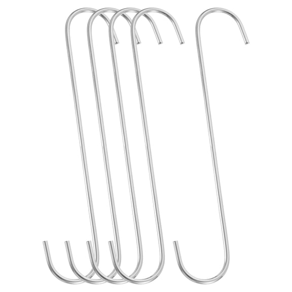 5Pack S Hooks for Hanging, 11.8 Inch Extra Long Iron Hangers, Matte Silver