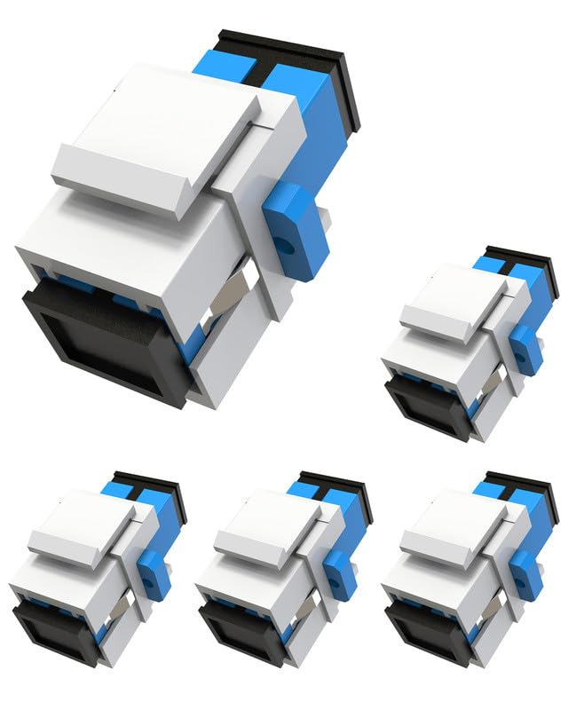 LC Duplex Singlemode Fiber Optic Keystone Jack - 20-Pack, For Keystone Wall Plates & Patch Panels, With Protective Caps