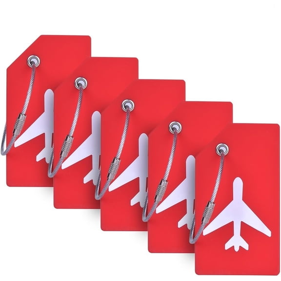 5Pack Silicone Luggage Tag with Name ID Card Perfect to Quickly Spot Luggage Suitcase Red