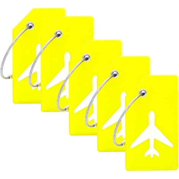 5Pack Silicone Luggage Tag with Name ID Card Perfect to Quickly Spot Luggage Suitcase Yellow