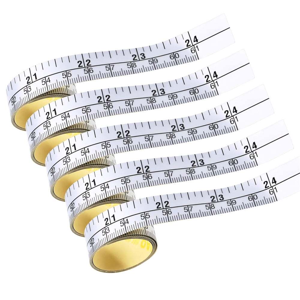 5Pack Silver Self-Adhesive Measuring Tape,Thick Double Scale Backed ...